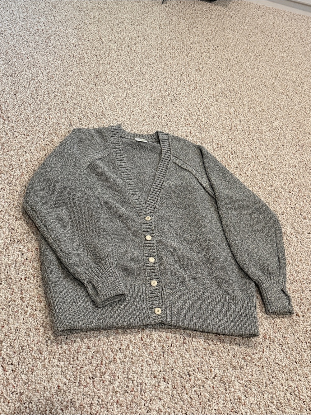 Gray V-Neck Button Cardigan Sweater - Women